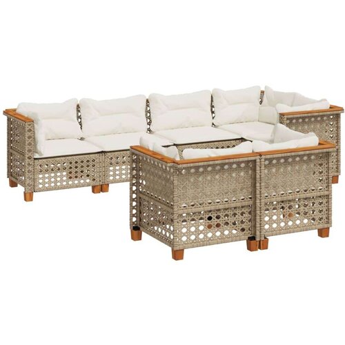 VidaXL 7-dijelni set vrtnih sofa od poliratana s jastucima bež Slike