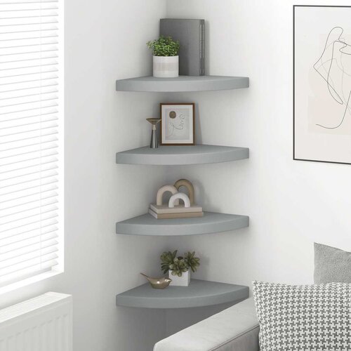  Plutajuće kutne police 4 kom sive 35 x 35 x 3,8 cm MDF Slike