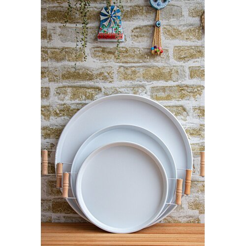 Hermia Set poslužavnika, 3 komada, Beli Cene