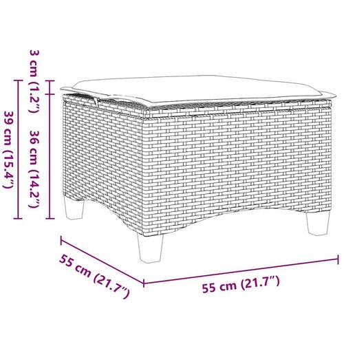 VidaXL Vrtni tabure s jastucima 2 kom sivi 55x55x36 cm poliratan Slike