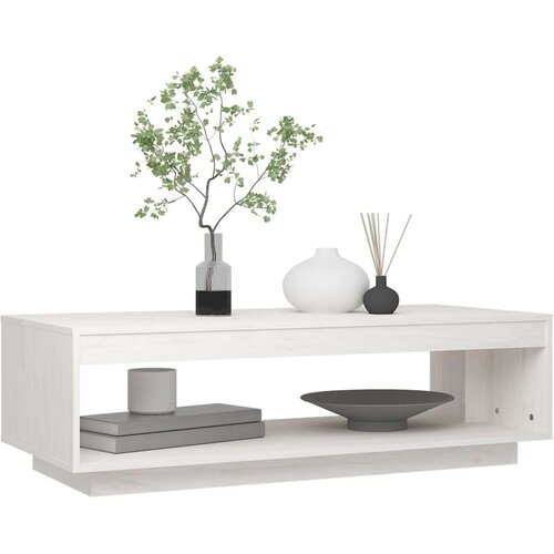 VidaXL stolić za kavu bijeli 110 x 50 x 33,5 cm od masivne borovine Slike
