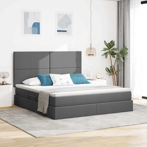 LED krevet za pohranu s madracem Tamnosiva 160 x 200 cm Tkanina Cene