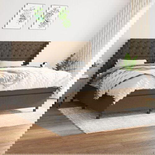 The Living Store Box spring postelja z vzmetnico temno rjava 160x200 cm blago - Box Spring Postelja, (21518978) Cene