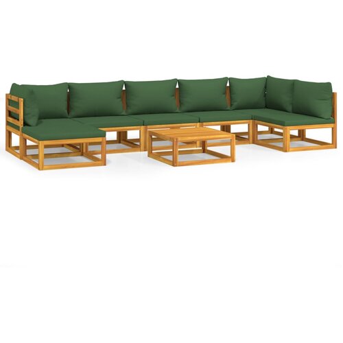 Maison Chic Seti vrtnega pohištva - Vrtna garnitura - Vrtni pohištvo set 8-delna z zelenimi blazinami trden les, (21798728) Cene