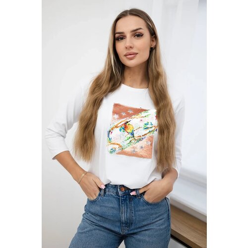 Kesi Blouse with 3D Bird white graphics Cijene