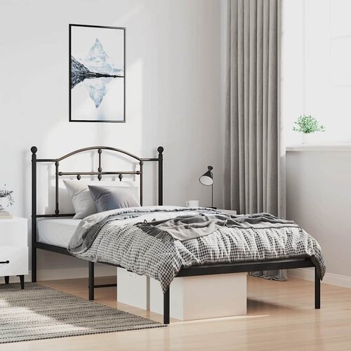  Metalni okvir za krevet s uzglavljem crni 100x190 cm Cene