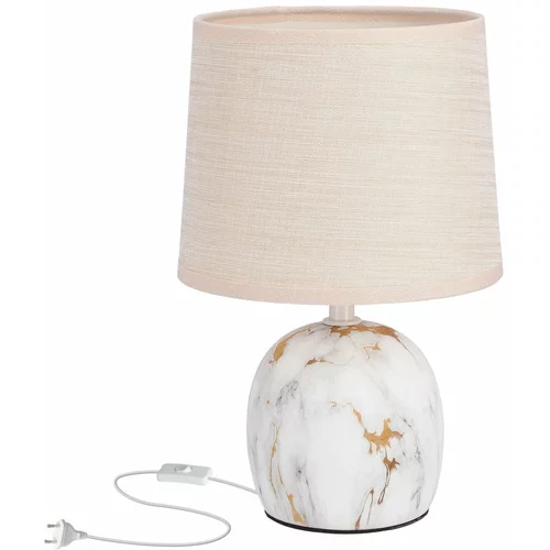 Candellux Lighting Kremno bela namizna svetilka s tekstilnim senčnikom (višina 25 cm) Adelina –
