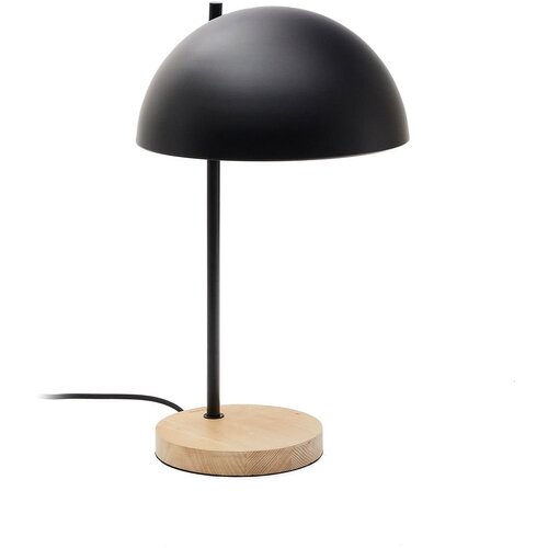 Kave Home Črna/v naravni barvi namizna svetilka s kovinskim senčilom (vi&amp;scaron;ina 48,5 cm) Catlar &amp;ndash; Slike
