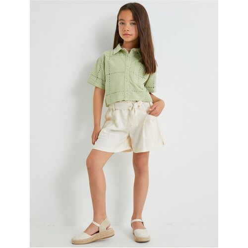Koton Linen Shorts with Belt Detail, Pockets, Elastic Waist Slike