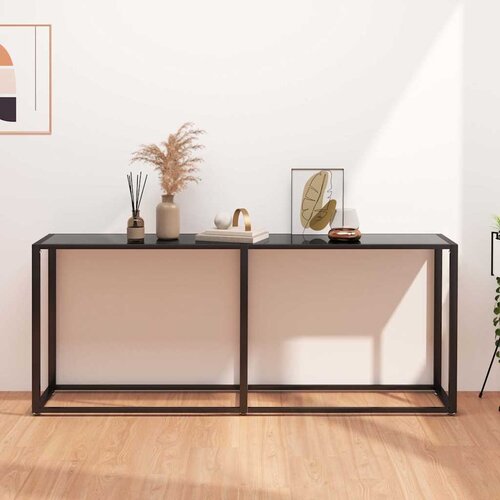  Konzolni stol crni 180 x 35 x 75,5 cm od kaljenog stakla Cene