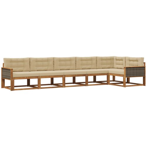 vidaXL Zunanja garnitura za sedenje z blazino 6 pcs Naravna in bež, (5000281824) Cene