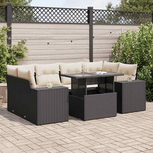 vidaXL 7-dijelni set vrtnih sofa od poliratana s jastucima crni Cijene