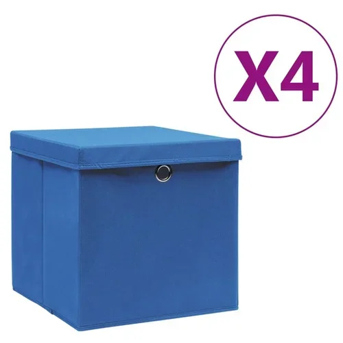  Škatle s pokrovi 4 kosi 28x28x28 cm modre