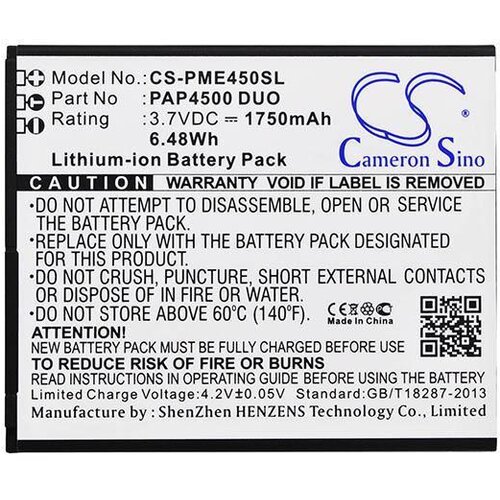 VHBW Baterija za Prestigio MultiPhone 4500 Duo, 1850 mAh Slike
