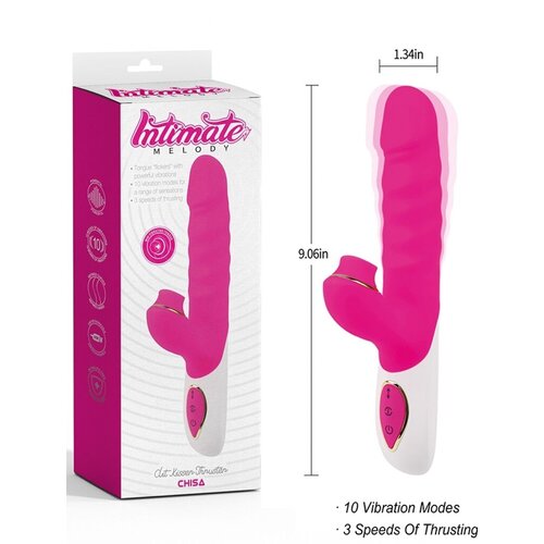  Vibrator Clit Kisser Thruster, 23cm, Roze Slike