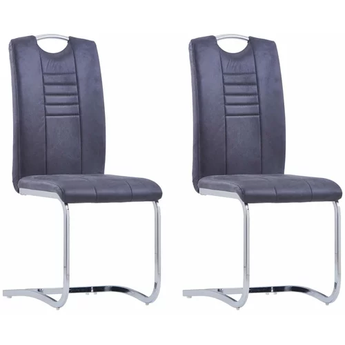  Konzolne blagovaonske stolice sive 2 kom umjetna brušena koža