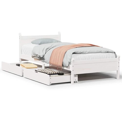 Maison Chic Postelja za odrasle - Posteljni Okvir brez vzmetnice bel 90x200 cm trdna borovina, (22082608) Slike