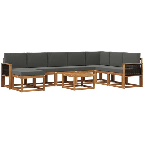 vidaXL Zunanja garnitura za sedenje 9 pcs Naravna in antracitna, (5000282700) Cene