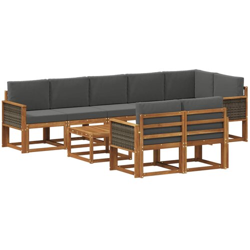 vidaXL Zunanja garnitura za sedenje 9 pcs Naravna in antracitna, (5000281543) Cene