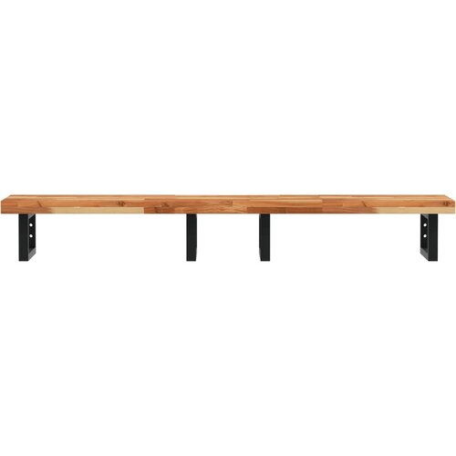  Zidna polica za umivaonik od čelika i masivnog bagremovog drva Smeđa 160 x 40 x 4 cm Slike