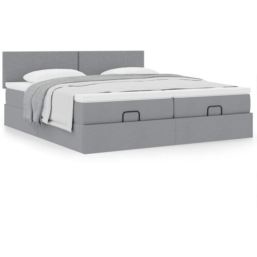 vidaXL Okvir kreveta s madracima svijetlosivi 200x200cm od tkanine Cijene