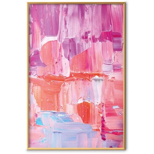  Plakat Colorful Strokes - intense shades of pink and purple on canvas 30x21 Zlatni okvir Cene