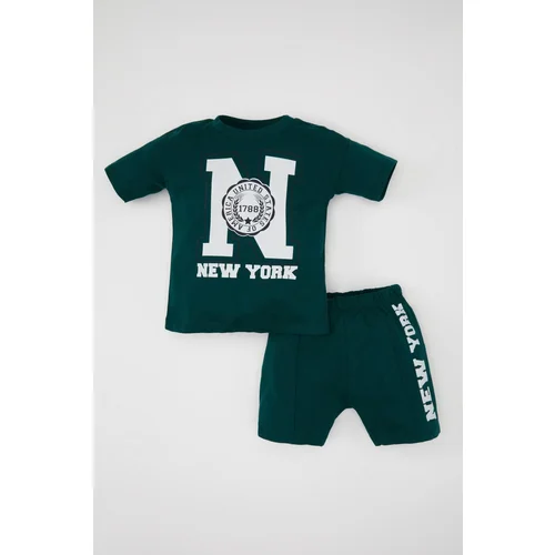 Defacto Baby Boy Printed Short Sleeve T-Shirt Shorts 2-Piece Set