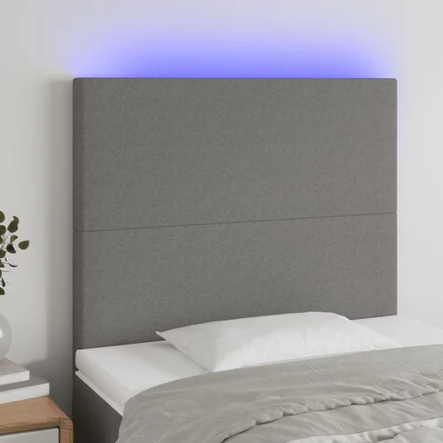 vidaXL LED posteljno vzglavje temno sivo 100x5x118/128 cm blago