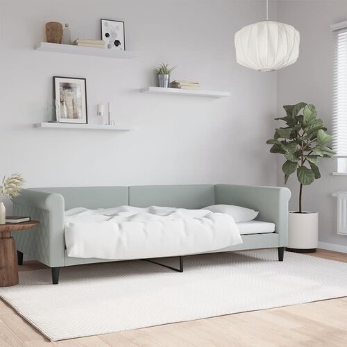 VidaXL Raztegljiva postelja svetlo siva 100x200 cm žamet Slike