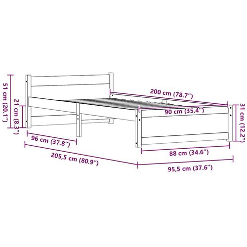  Krevetna konstrukcija s uzglavljem Vo&amp;scaron;tano smeđa 90 x 200 cm Slike