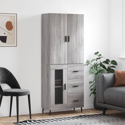 VidaXL Visoka komoda siva sonoma 69,5x34x180 cm inženirski les Slike