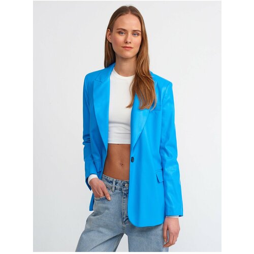Dilvin 6871 Faux Leather Jacket-Blue Slike