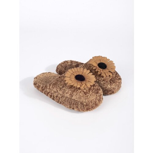 Shelvt Brown children's slippers with a decorative flower Cene