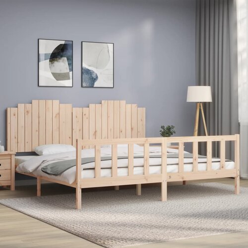 vidaXL Posteljni okvir z vzglavjem 200x200 cm trden les Cene