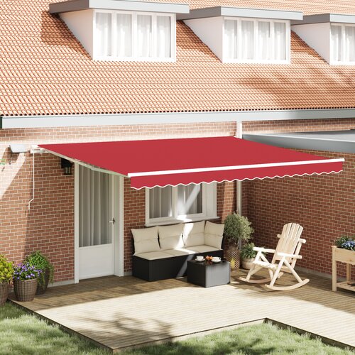 vidaXL Ročna zložljiva tenda z LED Rdeča 450x300 cm, Tenda nadomestno platno za 4,5x3 m okvir Rdeča Cene