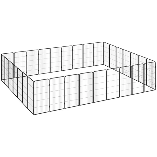 vidaXL Ograda za pse s 32 panela crna 50 x 100 cm čelik obložen prahom