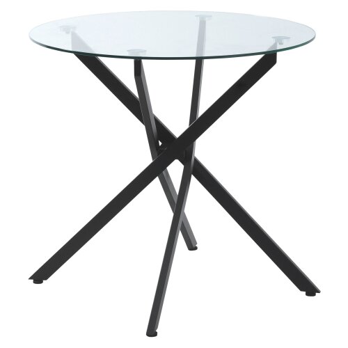 Nesta Okrogla klubska miza, steklena plo&scaron;ča, črna, kovinsko ogrodje, varnostno steklo, 80x80x75 cm, moderna in elegantna, (5000493595) Cene