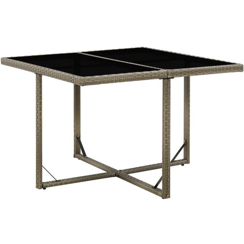 vidaXL Vrtna miza siva 109x107x74 cm poli ratan in steklo Cene