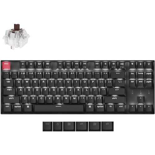 KEYCHRON K8 QMK Brezžična mehanska tipkovnica (Version 2) / Bela osvetlitev / Super Brown, (5000060423) Slike