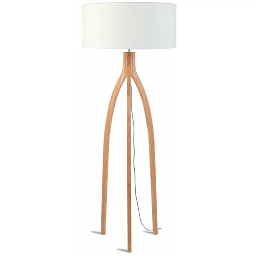Good&Mojo Podna svjetiljka s bijelim sjenilom i Good & Mojo Annapurna konstrukcijom od bambusa