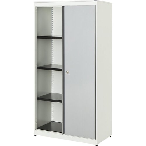 mauser Omara z drsnimi vrati, VxŠxG 1516 x 800 x 432 mm, jeklena plošča, 3 police, čista bela / aluminijasto siva / čista bela Cene