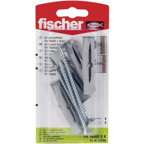 Fischer Univerzalni zidni umetci sa vijcima FU 8x50 SK, 53304, najlon, 1 paket