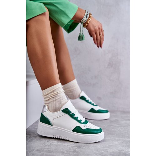 Boto Women's Low Sport Shoes On The Platform White and Green Kyllie Cene