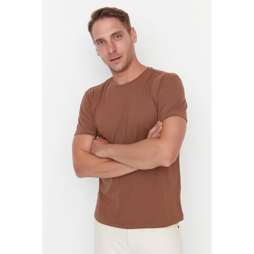 Trendyol Brown Men's Basic Regular Fit Crew Neck Short Sleeved T-Shirt Slike