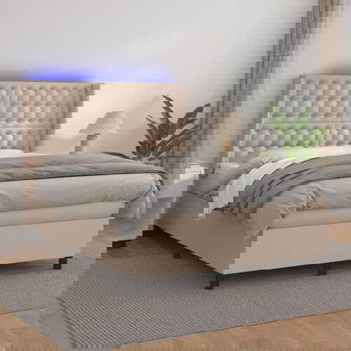  The Living Store Box spring postelja z vzmetnico LED kapučino 140x200 cm - Box Spring Postelja, (21516194) Cene