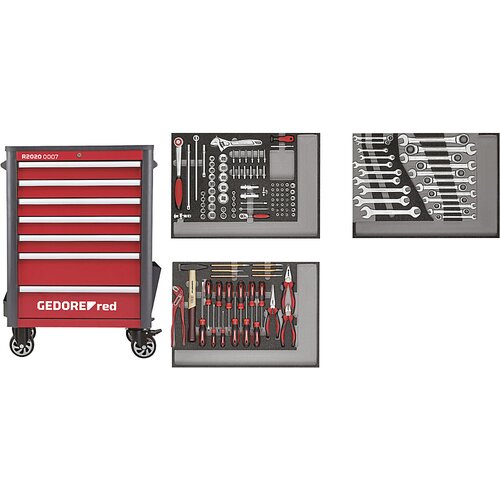 Gedore delavniški voziček wingman s 129 kosi orodja, 7 predalov, 129-delni komplet orodja, vxšxg 1034 x 724 x 470 mm Cene