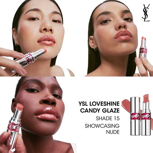 Yves Saint Laurent Loveshine Candy Glaze hidratantno sjajilo za usne za žene 15 Showcasting Nude 3.2 g Slike