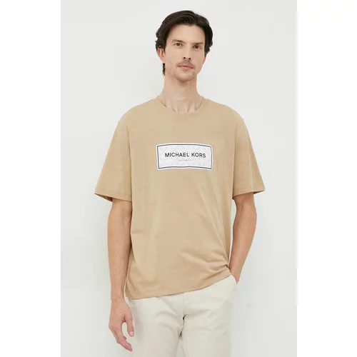 Michael Kors Bombažna kratka majica moški, bež barva