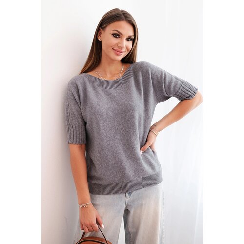 Kesi Włoski Women&amp;#039;s short-sleeve viscose sweater gray Slike