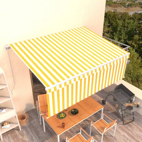 vidaXL Tenda na ručno uvlačenje s roletom 4 x 3 m žuto-bijela Cijene